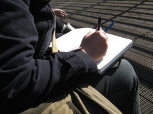Lovely architecture student demonstrates sketching in Dublin